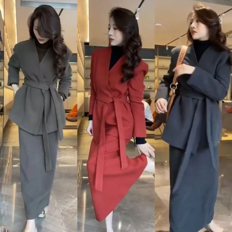 今年流行漂亮套装裙秋冬新款洋气女装搭配一整套高级感气质两件套
