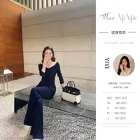 【高智lady】<YiYiii>新款春秋一字领气质显瘦针织长袖高腰长裤