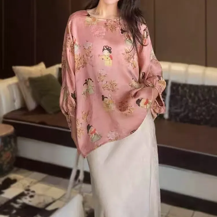 【董小姐】早秋上新唐人国风提花灯笼袖新中式上衣