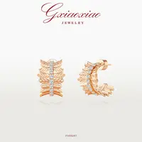 G XIAOXIAO 镀K金【金羽梦织】轻奢流光褶皱耳环F16H246 F16H247