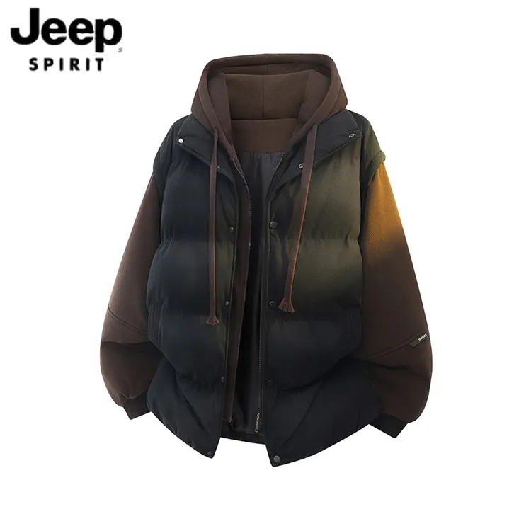 JEEPSPIRIT吉普男士假两件连帽男冬季新款加厚棉衣保暖棉服外套