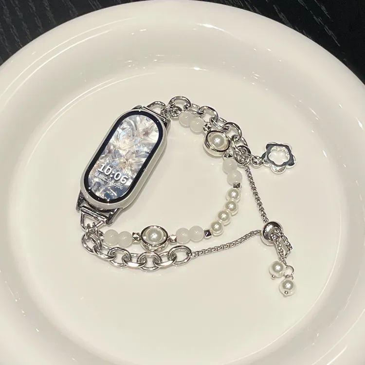 《珍珠链条》适用于小米手环10代表带NFC金属香风珍珠表带9高级感女