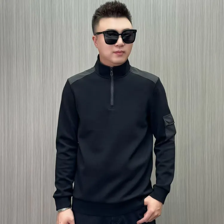 【68049】黑色修身长袖卫衣男士秋冬款高级感满满卫衣