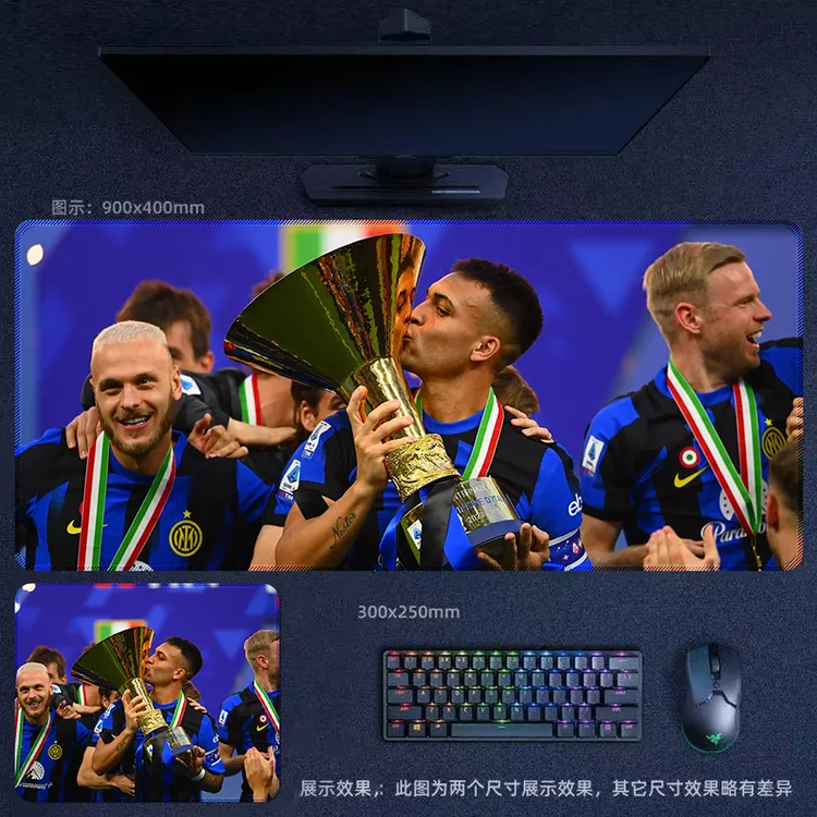 意甲国际米兰大号锁边鼠标垫劳塔罗学生党办公游戏电竞键盘垫桌垫