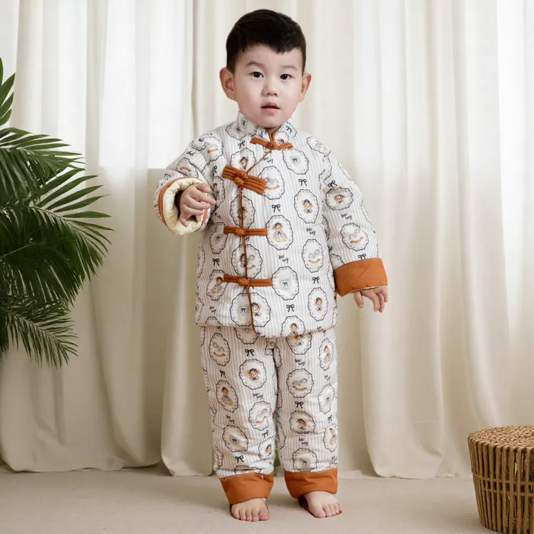 儿童棉服套装冬装加厚男女童棉袄棉裤两件套宝宝外出防风保暖套装