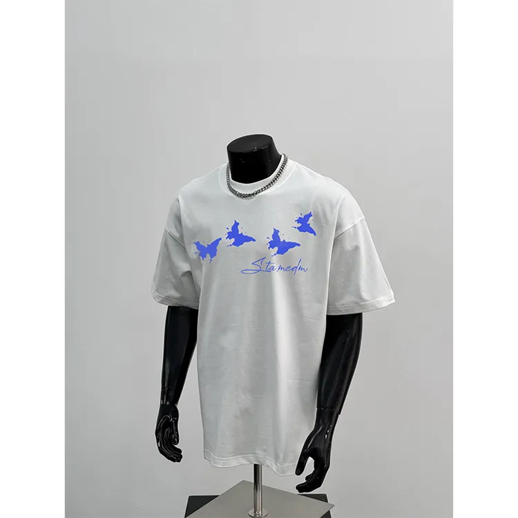 正品STA.MEDM联名夏季2025新款潮牌重磅纯棉蝴蝶短袖t恤男上衣服