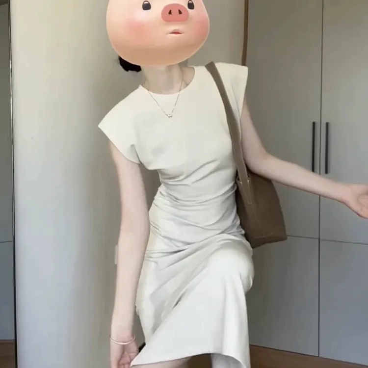 法式简约收腰显瘦气质无袖连衣裙2025年夏季御姐轻熟风绝美茶歇裙