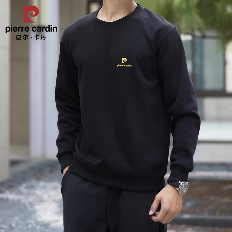 皮尔卡丹秋冬新款纯棉卫衣保暖加绒加厚长袖T恤宽松百搭打底衫