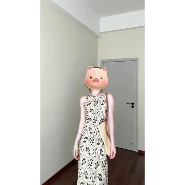 2025超好看的白色无袖修身印花连衣裙简约高智感重要场合绝美裙子