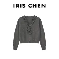 IRIS CHEN 花漾 2025冬款“羊毛兔毛180g”木耳百搭针织衫25SY1057