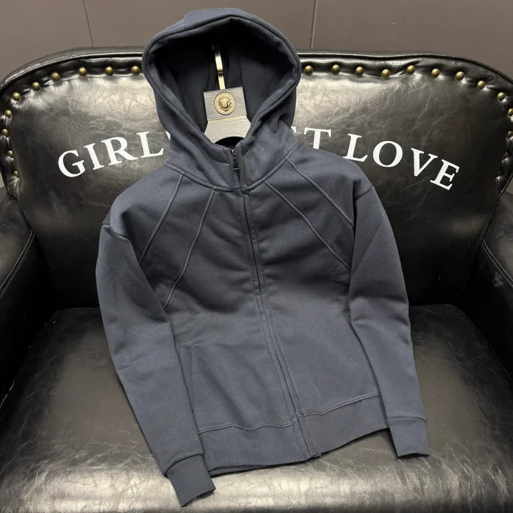 秋季新款潮牌加绒立领夹克外套男士高档轻奢百搭休闲上衣开衫卫衣