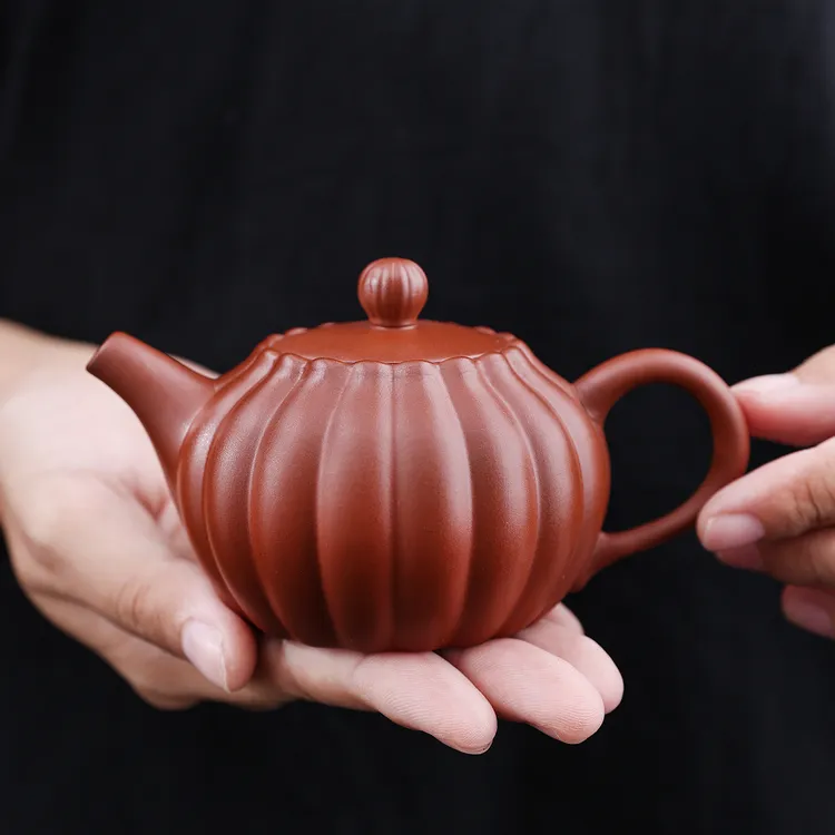 7号130CC宜兴紫砂壶送礼新款南瓜壶大红高档袍家用紫砂壶南瓜壶
