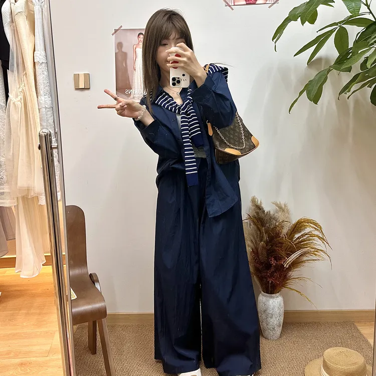 早秋老钱风气质休闲慵懒衬衫裤子带胸带背心披肩四件套大女主套装