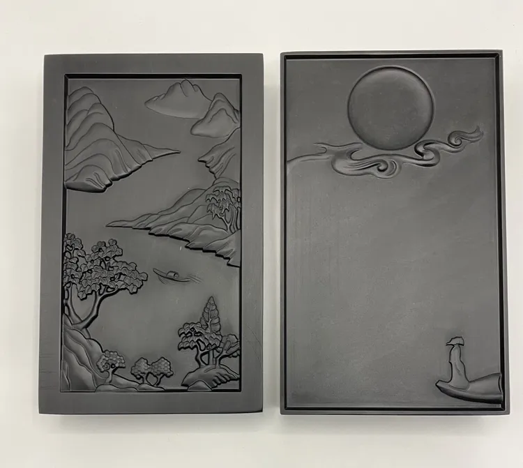 江南月夜-歙砚7寸天然原石砚台石实用收藏送礼17.8*10.8*3.4cm