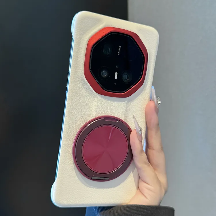 适用华为mate70rs非凡大师手机壳真皮无边框旋转支架防摔保护套