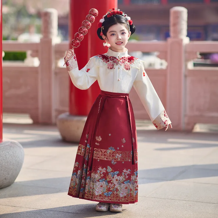 槿木缘【槿木缘】马面裙女童2025新款汉服儿童冬季新年女孩冬拜年服