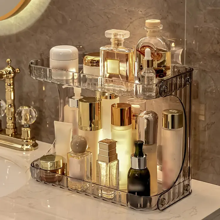轻奢卫生间置物架洗漱台面化妆品收纳盒浴室用护肤品收纳架子zsn