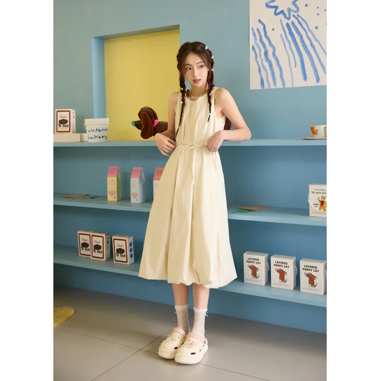 紫涵吊带背心连衣裙女2025夏季新款中长款花苞裙Z5Z03AN138