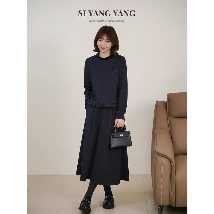 斯洋洋SIYANG冬季女装羊毛混纺保暖通勤减龄套装裙TZ511A019SYY