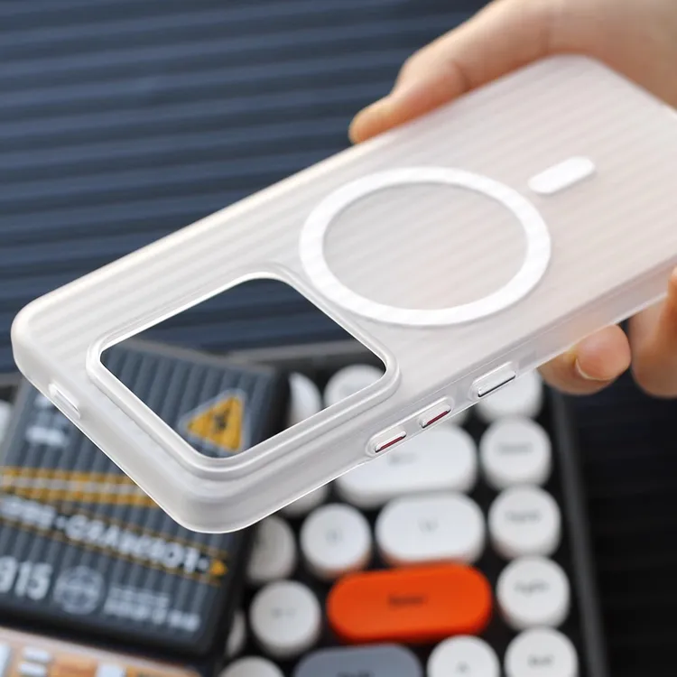 瓦楞光栅磁吸适用小米14pro手机壳新款磨砂Magsafe硬壳15小行李箱