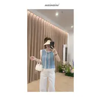 奈奈妮【夏梦】无袖上衣女小个子夏季蓝色新款气质百搭穿搭6802