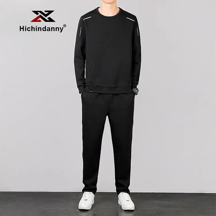HICHIN圆领休闲运动套装男士春秋季长袖卫衣运动长裤时尚两件套