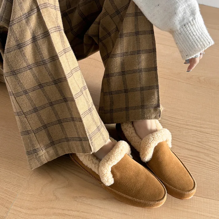 2025年冬新款加绒保暖乐福鞋女学院风休闲平底复古百搭时尚毛毛鞋