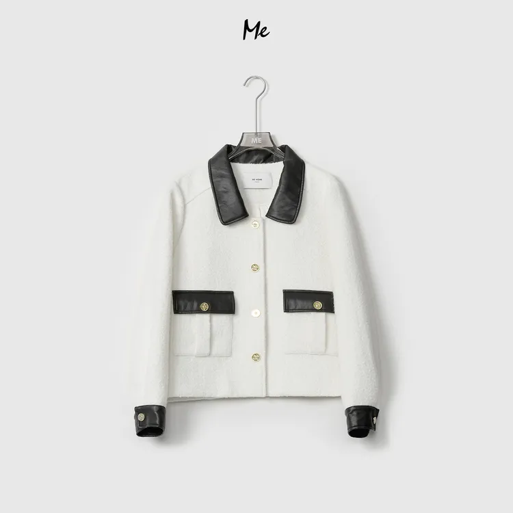 ME【黑白千金】绵羊毛混纺经典黑白拼色百搭显瘦高级感外套MESS0218