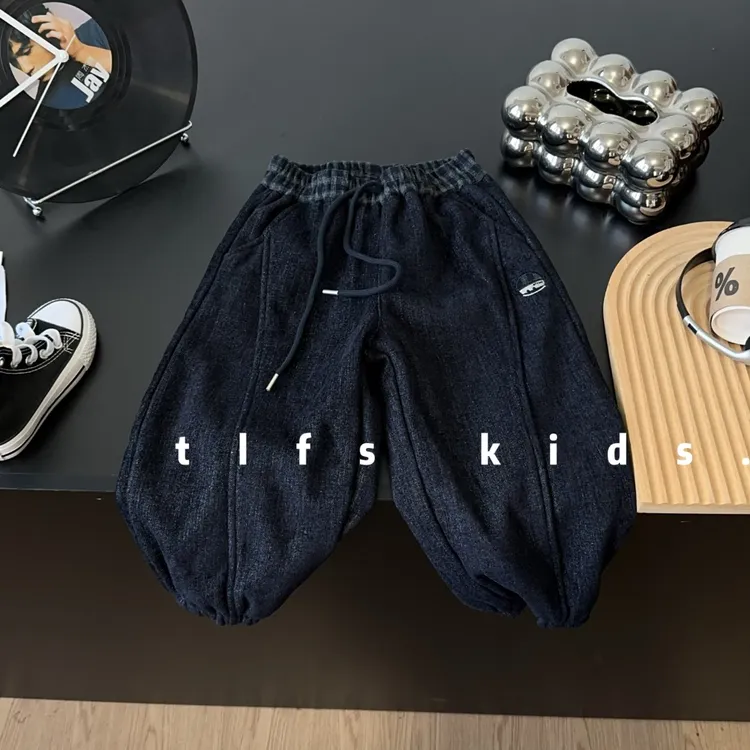 童例「9022拼色腰裤子」冬宽松裤松长裤男童女童裤子潮流休闲百搭