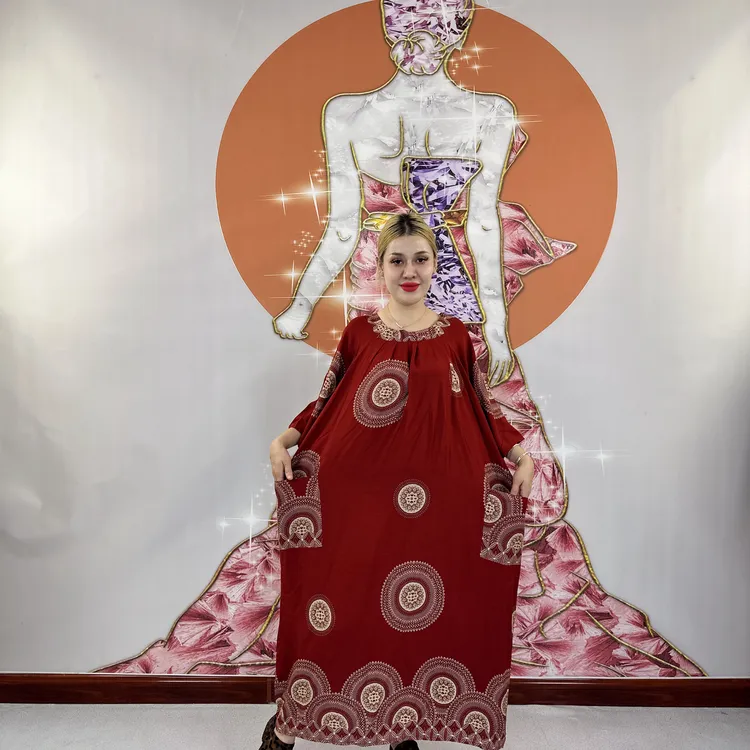 3030四季通用复古不褪色长裙宽松腰大码连衣裙系带