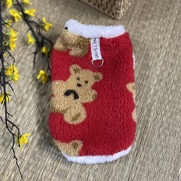 宠物秋冬加绒保暖衣服狗狗猫咪通用大中小型犬适用喜庆过年服