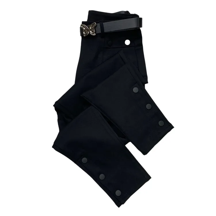 Z8929新款不加绒洋气显瘦多扣哈伦马丁裤