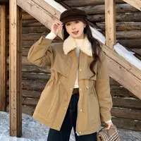 慕兔法式气质翻领拼接长袖短款外套女2025冬新款百搭收腰显瘦上衣
