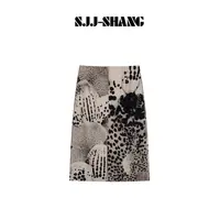 SJJ-SHANG【画报】不对称印花高腰H版设计感级感半身裙q135425p