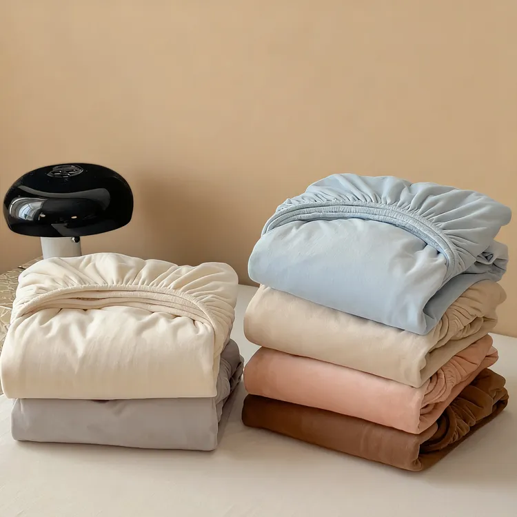 【秘境家纺】秋冬保暖全消光婴儿绒床笠席梦思床垫保护罩防滑床罩