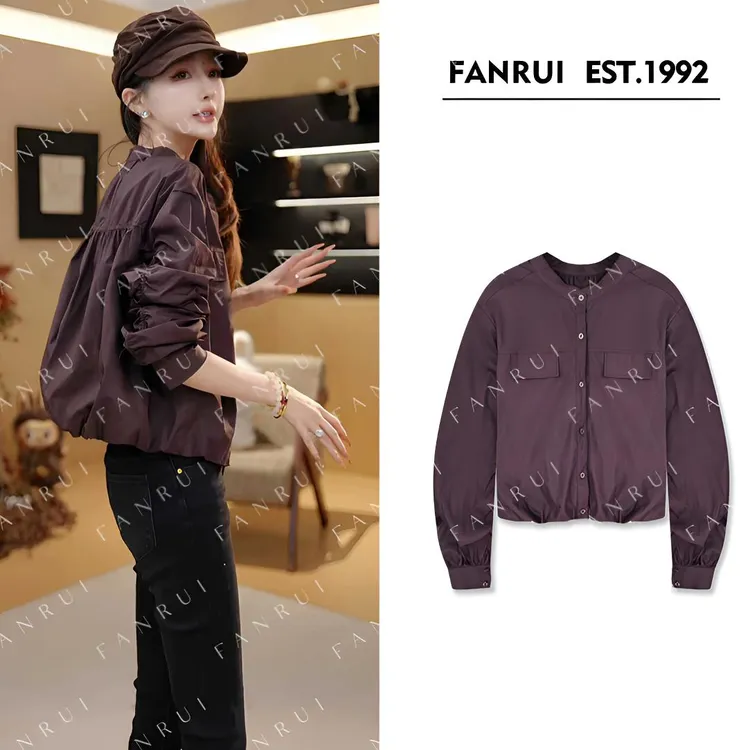 FANRUI/泛芮「素雅记」100棉褶皱设计感时髦百搭休闲衬衫外套B18253