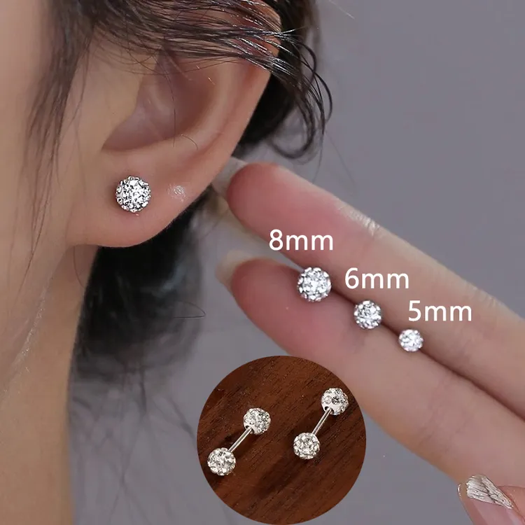 925银耳饰 双头满天星耳钉纯银针养耳洞潮轻奢高级感小巧精致耳饰