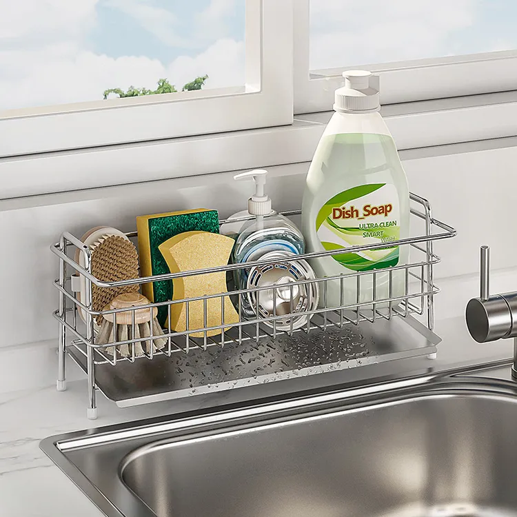 304不锈钢厨房收纳置物架抹布收纳架沥水架水龙头洗碗布置物架