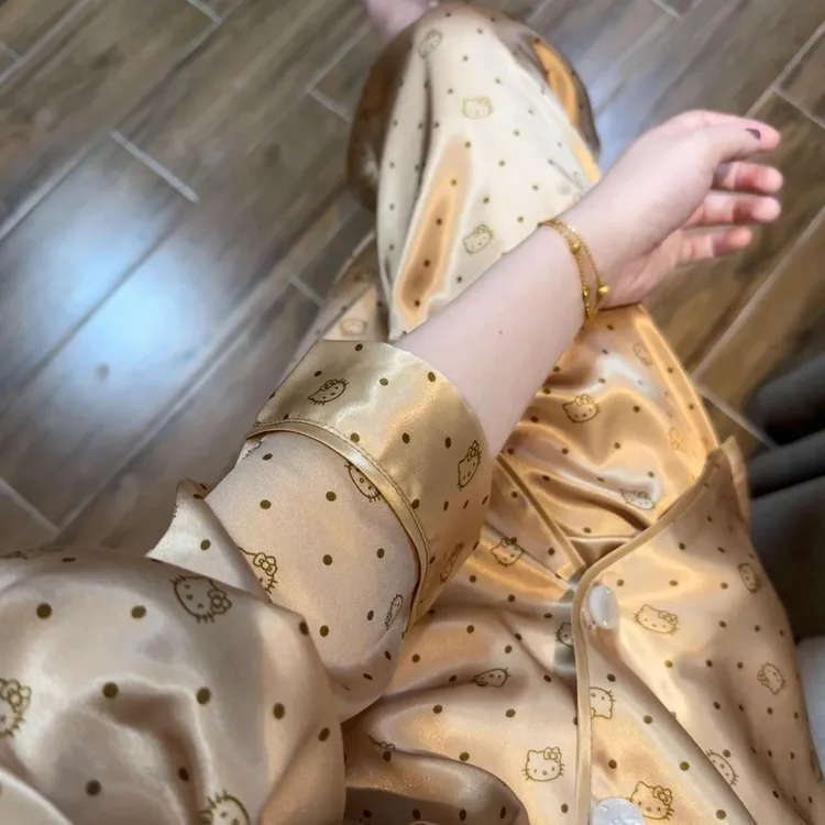 ins韩版睡衣长袖女春秋季新款家居服套装