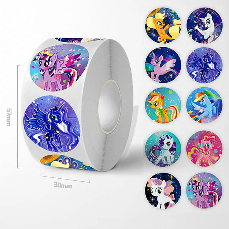 新款小马宝莉卷卷贴ins可爱紫悦碧琪卡通动画周边女孩玩具奖励贴