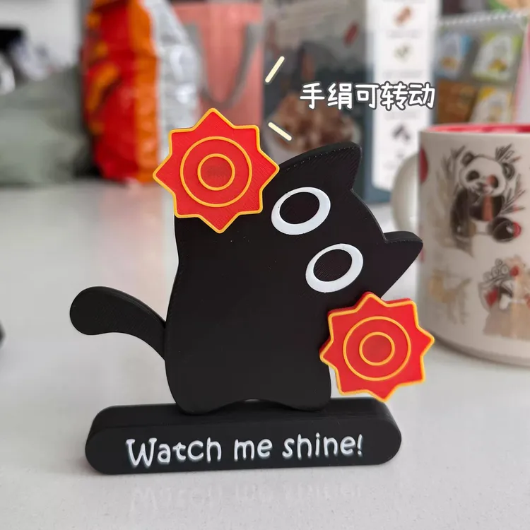 高颜值创意可爱东北猫猫转手绢冰箱贴送朋友可转动黑猫冰箱贴礼物