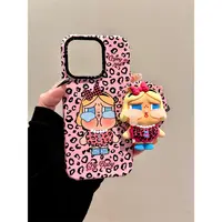 适用苹果iphone16promax韩系豹纹15pro磁吸14哭包支架13ins手机壳