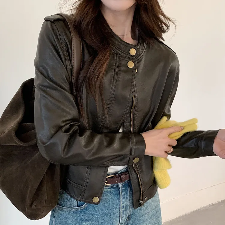 短款皮衣外套女2025春秋新款小个子洋气气质百搭复古皮夹克上衣潮