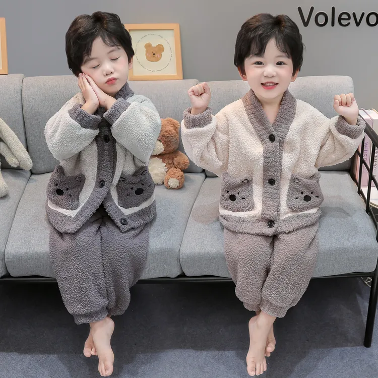 男童睡衣秋冬季珊瑚绒加绒加厚2025新款儿童宝宝法兰绒家居服套装