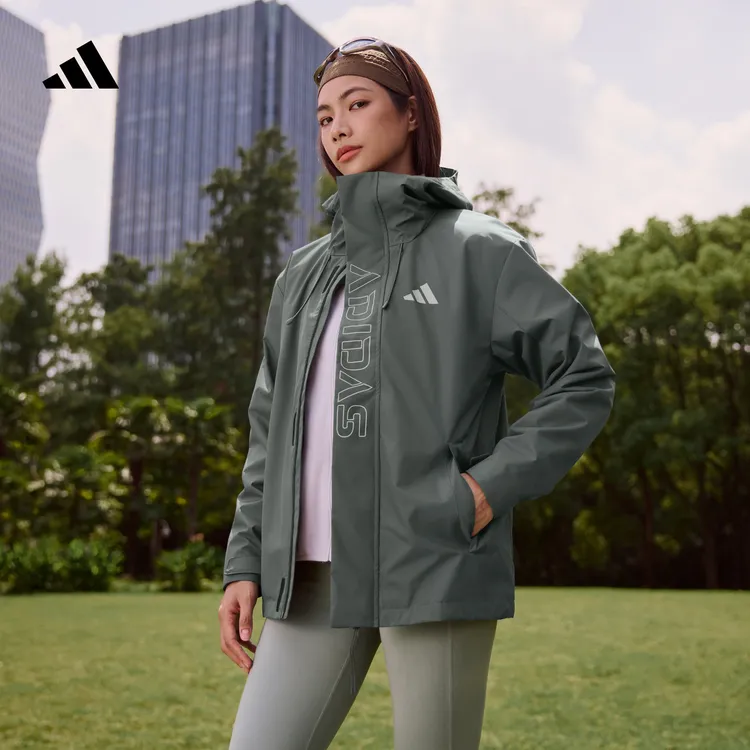 阿迪达斯 拒水保暖户外风舒适连帽夹克外套男女秋季adidas KF5215