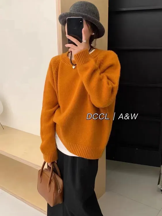 【600高克重】糖果色毛衣女秋冬韩系别致上衣宽松慵懒百搭针织衫