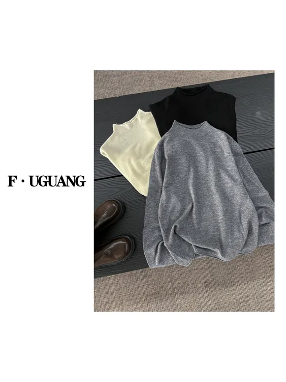 100%羊毛半高领纯色简约针织内搭上衣 胸围50 衣长57  72328