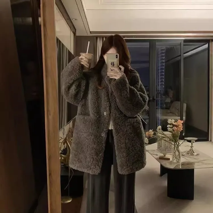 小香风外套女新款羊羔毛仿兔毛宽松显瘦保暖高级感