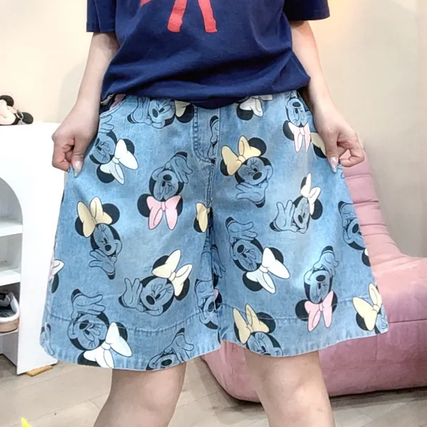 620韩版夏季新款米奇印花宽松大版短裤女