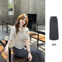 XD怡991175【柔暮月光-半裙】蕾丝拼接设计感温柔衬衫半裙两件套